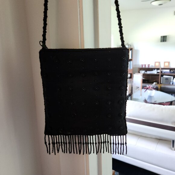 La Regale Small Black Beaded Evening Bag - Picture 2 of 3